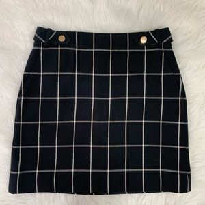 LOFT Black & White Striped Woven Skirt Sz 4